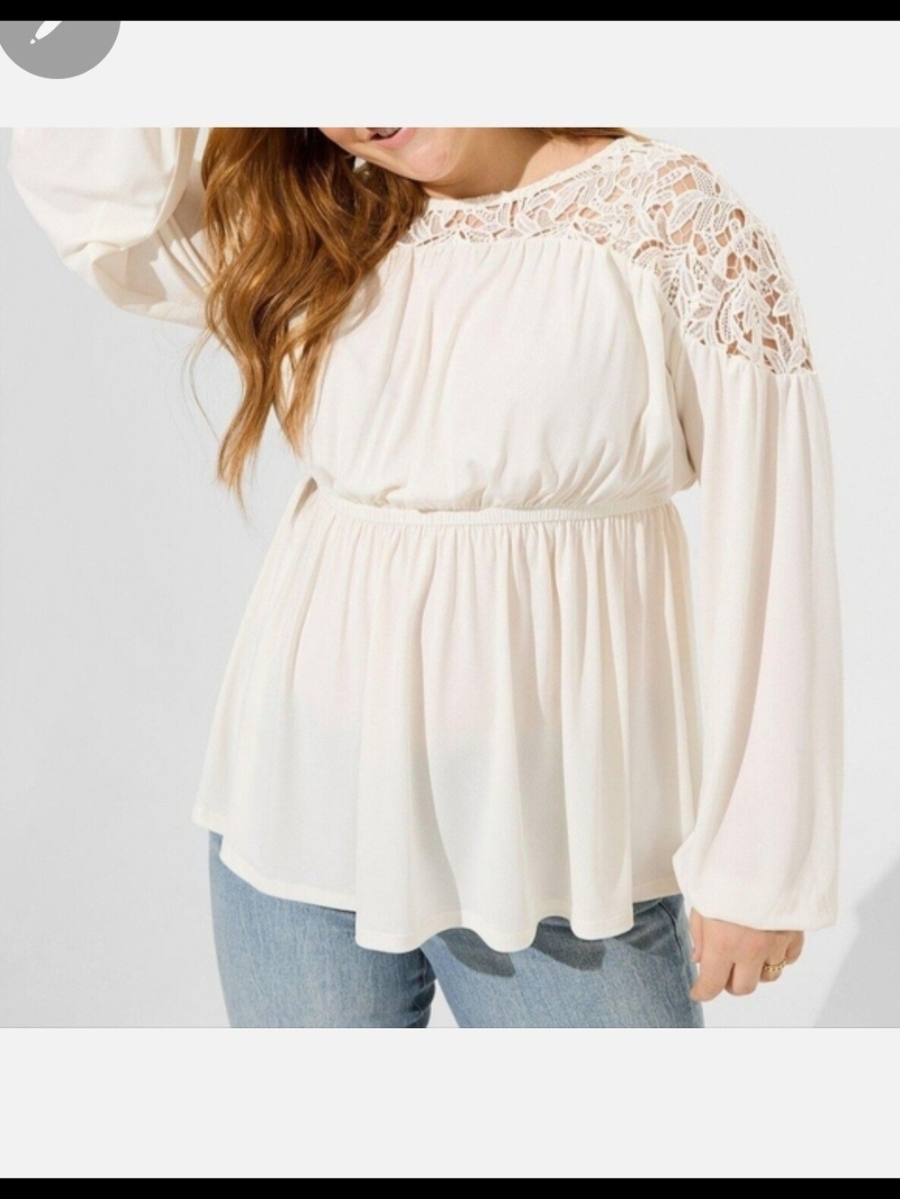 torrid Cream Lace Yoke Peasant Blouse
